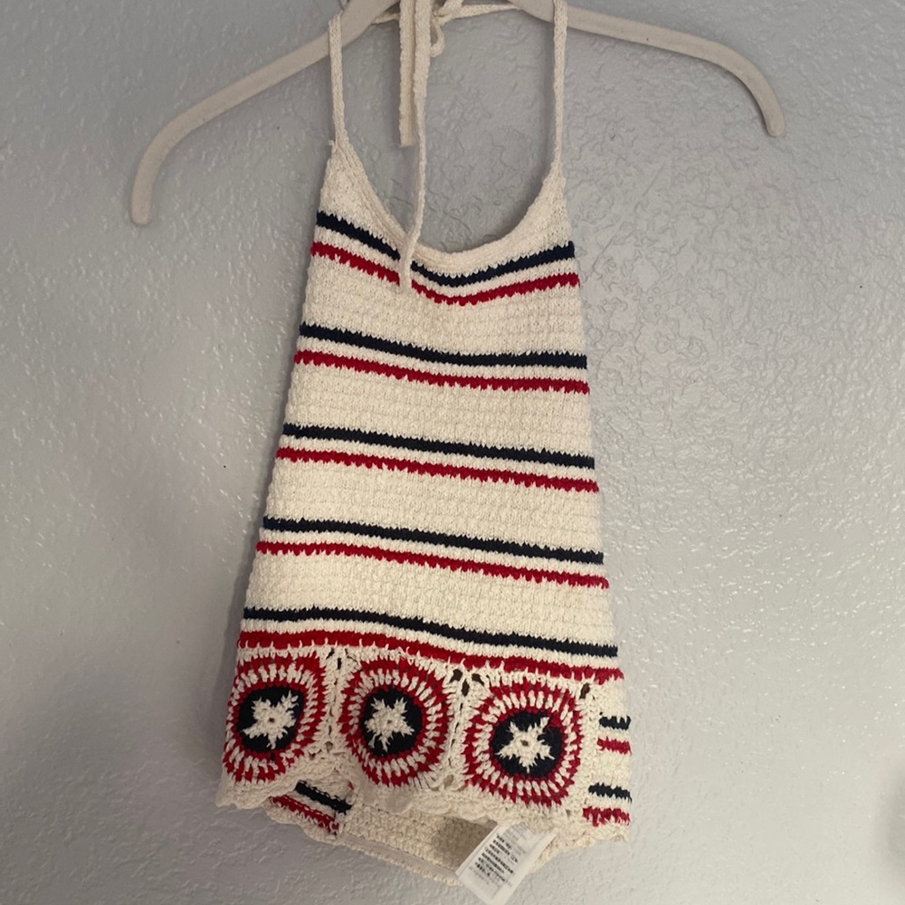 Hollister Red, White, Blue Halter Knitted Tanktop Marvel